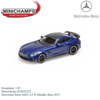 Modelauto 1:87 | Minichamps 870037221 | Mercedes Benz AMG GT-R Metallic Blue 2017