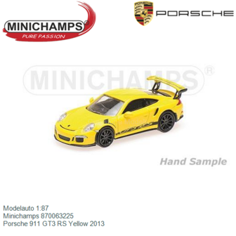 Modelauto 1:87 | Minichamps 870063225 | Porsche 911 GT3 RS Yellow 2013