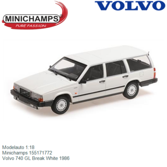 Modelauto 1:18 | Minichamps 155171772 | Volvo 740 GL Break White 1986