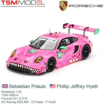 Modelauto 1:43 | TSM 430814 | Porsche 911 GT3 R | AO Racing 2023 #80 - S.Priaulx - P.Hyett