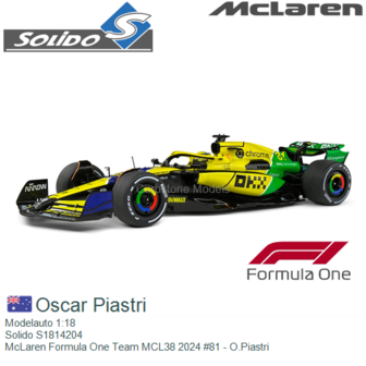 Modelauto 1:18 | Solido S1814204 | McLaren Formula One Team MCL38 2024 #81 - O.Piastri