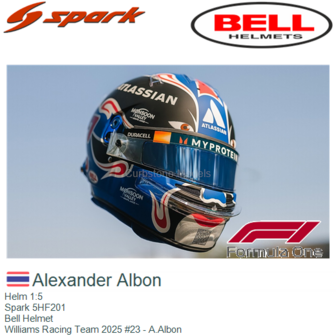 Helm 1:5 | Spark 5HF201 | Bell Helmet | Williams Racing Team 2025 #23 - A.Albon