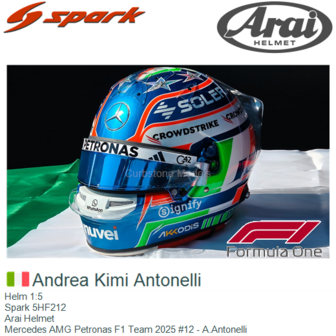 Helm 1:5 | Spark 5HF212 | Arai Helmet | Mercedes AMG Petronas F1 Team 2025 #12 - A.Antonelli