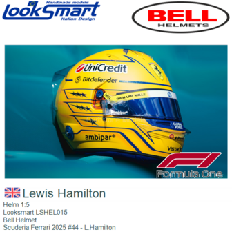 Helm 1:5 | Looksmart LSHEL015 | Bell Helmet | Scuderia Ferrari 2025 #44 - L.Hamilton