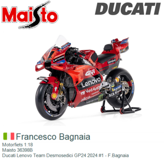 Motorfiets 1:18 | Maisto 36398B | Ducati Lenovo Team Desmosedici GP24 2024 #1 - F.Bagnaia