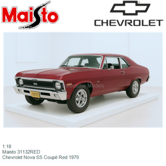 1:18 | Maisto 31132RED | Chevrolet Nova SS Coup&eacute; Red 1970