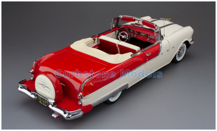 Modelauto 1:18 | Sunstar 5058 | Pontiac Star Chief Open Convertible Caste Gray and Bolero Red 1955
