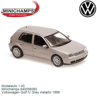 Modelauto 1:43 | Minichamps 940056060 | Volkswagen Golf IV Grey metallic 1999