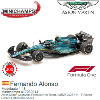 Modelauto 1:43 | Minichamps 417230914 | Aston Martin Cognizant Formula One Team AMR23 2023 #14 - F.Alonso