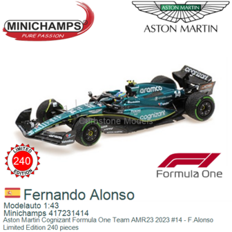Modelauto 1:43 | Minichamps 417231414 | Aston Martin Cognizant Formula One Team AMR23 2023 #14 - F.Alonso