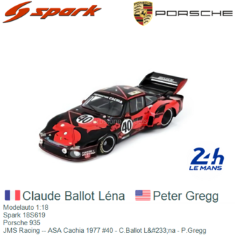 Modelauto 1:18 | Spark 18S619 | Porsche 935 | JMS Racing -- ASA Cachia 1977 #40 - C.Ballot L&amp;#233;na - P.Gregg