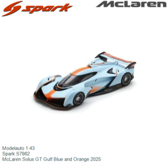 Modelauto 1:43 | Spark S7862 | McLaren Solus GT Gulf Blue and Orange 2025