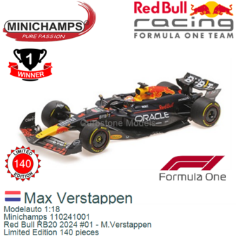Modelauto 1:18 | Minichamps 110241001 | Red Bull RB20 2024 #01 - M.Verstappen