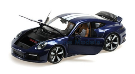 Modelauto 1:18 | Minichamps 110069202 | Porsche 911 992 Sport Classic 992 Blauw metallic 2022
