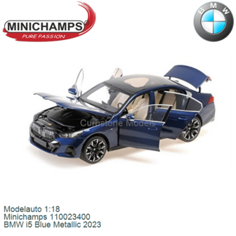 Modelauto 1:18 | Minichamps 110023400 | BMW i5 Blue Metallic 2023