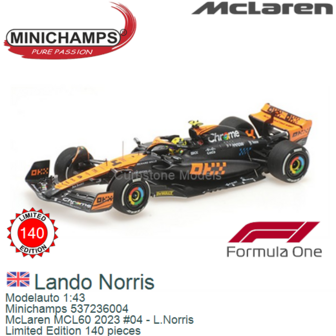 Modelauto 1:43 | Minichamps 537236004 | McLaren MCL60 2023 #04 - L.Norris