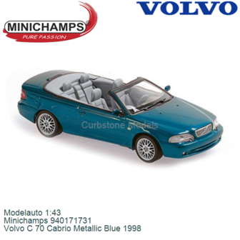 Modelauto 1:43 | Minichamps 940171731 | Volvo C 70 Cabrio Metallic Blue 1998
