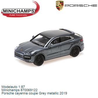 Modelauto 1:87 | Minichamps 870069122 | Porsche cayenna coupe Grey metallic 2019