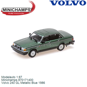 Modelauto 1:87 | Minichamps 870171400 | Volvo 240 GL Metallic Blue 1986