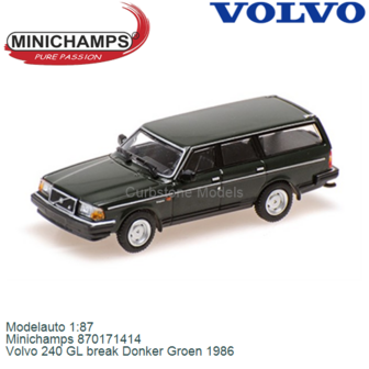 Modelauto 1:87 | Minichamps 870171414 | Volvo 240 GL break Donker Groen 1986
