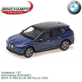 Modelauto 1:87 | Minichamps 870024601 | BMW IX M60 BLUE METALLIC 2022