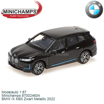 Modelauto 1:87 | Minichamps 870024604 | BMW IX M60 Zwart Metallic 2022