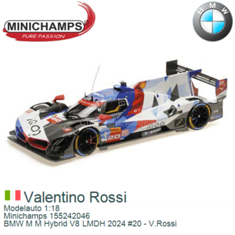 Modelauto 1:18 | Minichamps 155242046 | BMW M M Hybrid V8 LMDH 2024 #20 - V.Rossi