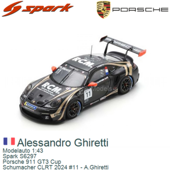 Modelauto 1:43 | Spark S6297 | Porsche 911 GT3 Cup | Schumacher CLRT 2024 #11 - A.Ghiretti
