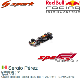 Modelauto 1:64 | Spark Y371 | Oracle Red Bull Racing RB20 RBPT 2024 #11 - S.P&amp;#233;rez