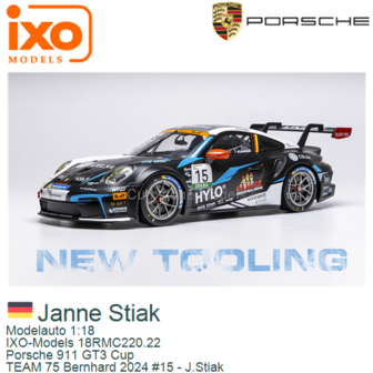 Modelauto 1:18 | IXO-Models 18RMC220.22 | Porsche 911 GT3 Cup | TEAM 75 Bernhard 2024 #15 - J.Stiak 