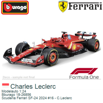 Modelauto 1:24 | Bburago 18-26856 | Scuderia Ferrari SF-24 2024 #16 - C.Leclerc