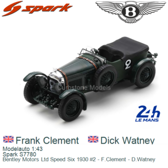 Modelauto 1:43 | Spark S7780 | Bentley Motors Ltd Speed Six 1930 #2 - F.Clement - D.Watney