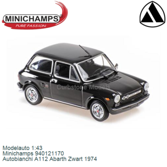Modelauto 1:43 | Minichamps 940121170 | Autobianchi A112 Abarth Zwart 1974