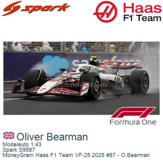 Modelauto 1:43 | Spark S9587 | MoneyGram Haas F1 Team VF-25 2025 #87 - O.Bearman 