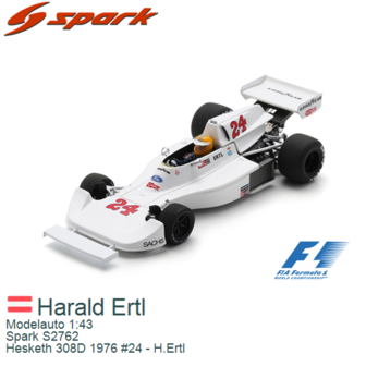 Modelauto 1:43 | Spark S2762 | Hesketh 308D 1976 #24 - H.Ertl