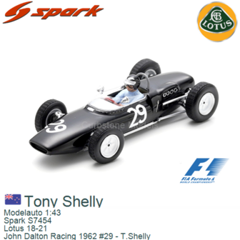 Modelauto 1:43 | Spark S7454 | Lotus 18-21 | John Dalton Racing 1962 #29 - T.Shelly