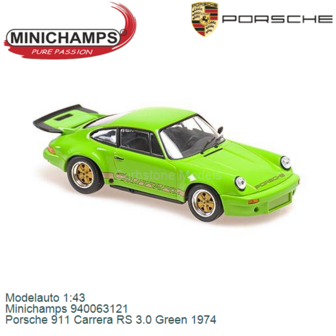 Modelauto 1:43 | Minichamps 940063121 | Porsche 911 Carrera RS 3.0 Green 1974