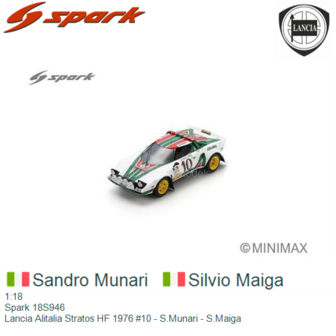 1:18 | Spark 18S946 | Lancia Alitalia Stratos HF 1976 #10 - S.Munari - S.Maiga