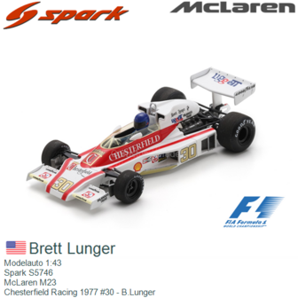 Modelauto 1:43 | Spark S5746 | McLaren M23 | Chesterfield Racing 1977 #30 - B.Lunger