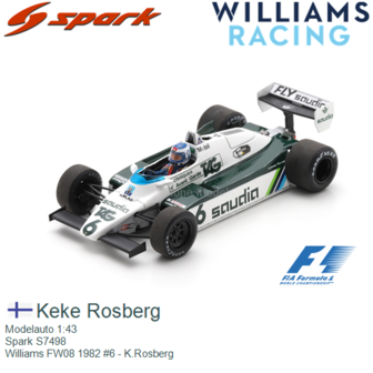 Modelauto 1:43 | Spark S7498 | Williams FW08 1982 #6 - K.Rosberg