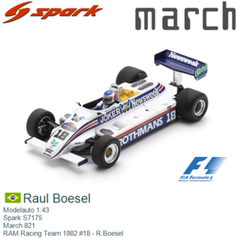 Modelauto 1:43 | Spark S7175 | March 821 | RAM Racing Team 1982 #18 - R.Boesel