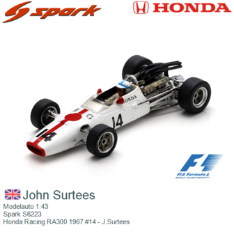 Modelauto 1:43 | Spark S6223 | Honda Racing RA300 1967 #14 - J.Surtees