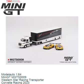 Modelauto 1:64 | MiniGT MGTS0009 | Western Star Racing Transporter | Corvette Racing 2023