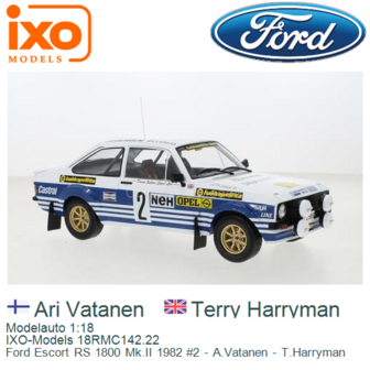 Modelauto 1:18 | IXO-Models 18RMC142.22 | Ford Escort RS 1800 Mk.II 1982 #2 - A.Vatanen - T.Harryman