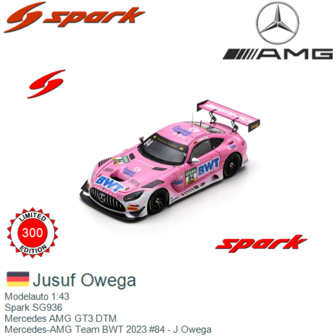 Modelauto 1:43 | Spark SG936 | Mercedes AMG GT3 DTM | Mercedes-AMG Team BWT 2023 #84 - J.Owega 