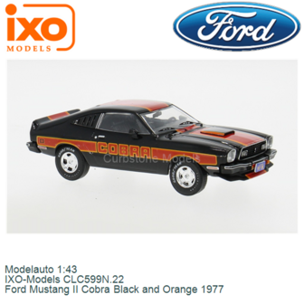 Modelauto 1:43 | IXO-Models CLC599N.22 | Ford Mustang II Cobra Black and Orange 1977