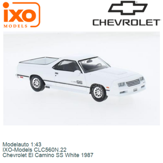 Modelauto 1:43 | IXO-Models CLC560N.22 | Chevrolet El Camino SS White 1987
