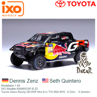 Modelauto 1:43 | IXO-Models RAM931SP-B.22 | Toyota Gazoo Racing GR DKR Hilux Evo T1U 2024 #216 - D.Zenz  - S.Quintero
