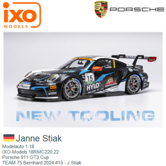 Modelauto 1:18 | IXO-Models 18RMC220.22 | Porsche 911 GT3 Cup | TEAM 75 Bernhard 2024 #15 - J.Stiak 