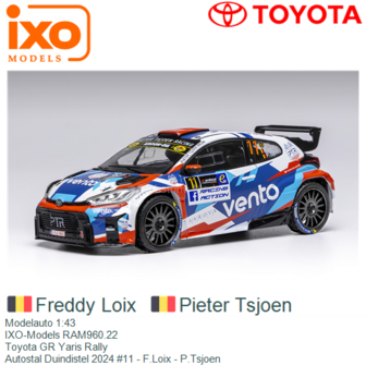 Modelauto 1:43 | IXO-Models RAM960.22 | Toyota GR Yaris Rally | Autostal Duindistel 2024 #11 - F.Loix - P.Tsjoen